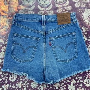 Levi's Blue High-Waist Cutoff Denim Shorts